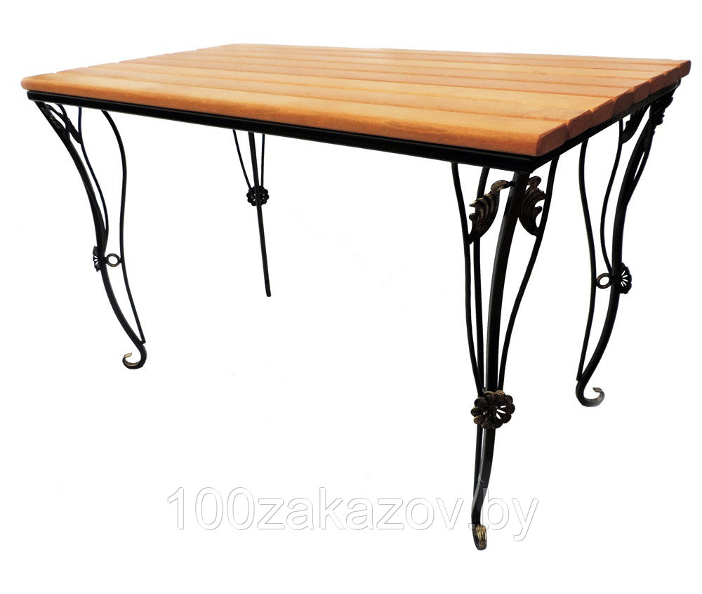 Стол   деревянный с коваными ножками АЭМСИ  6-1 стол садовый