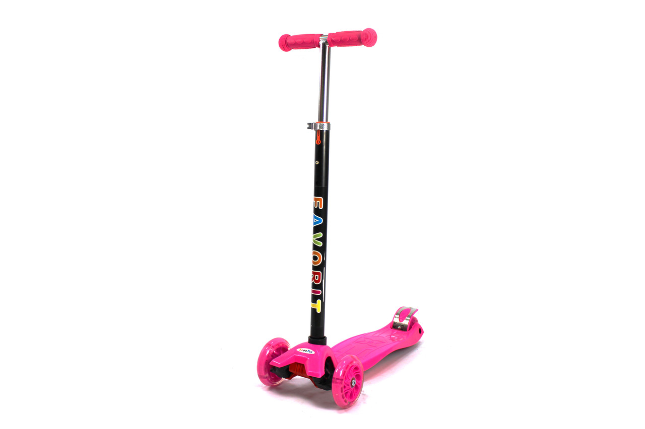 САМОКАТ MAXI SCOOTER РОЗОВЫЙ (светящееся колесо, регулируемая ручка)