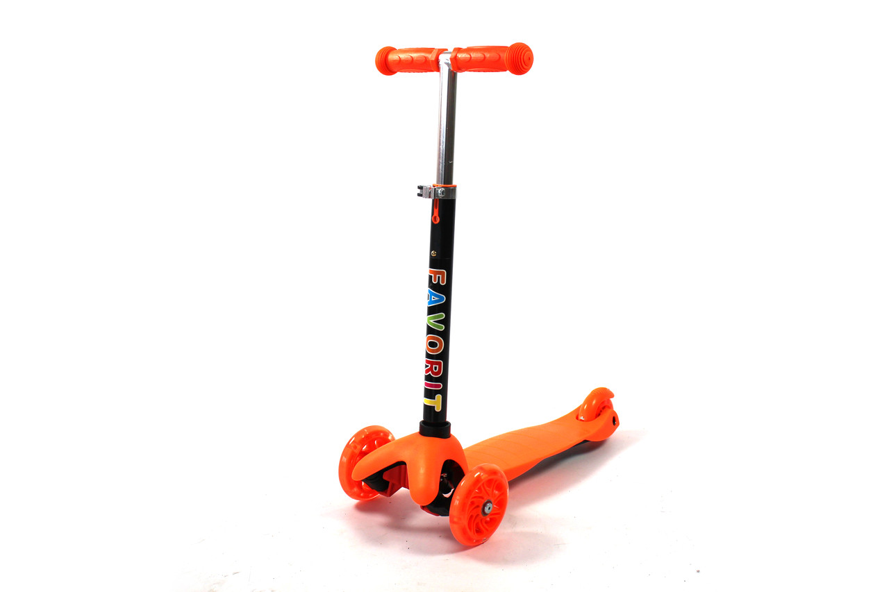 САМОКАТ MINI SCOOTER ОРАНЖЕВЫЙ (светящееся колесо, регулируемая ручка)