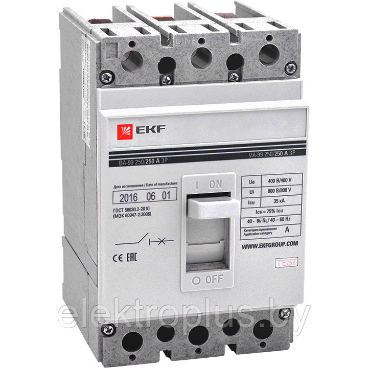 Автоматический выключатель ВА-99 3P 250/250А 35кА без коннекторов EKF PROxima - фото 1 - id-p72161888