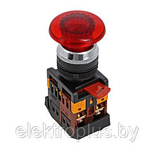 Кнопка AELA-22 красная с подсветкой NO+NC 220В Грибок EKF PROxima