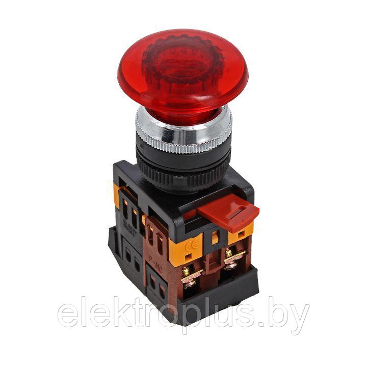 Кнопка AELA-22 красная с подсветкой NO+NC 380В Грибок EKF PROxima