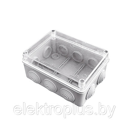 Коробка распаячная КМР-050-041пк пылевлагозащищенная,10 мембранных вводов, уплотнительный шнур, прозрачная, фото 2