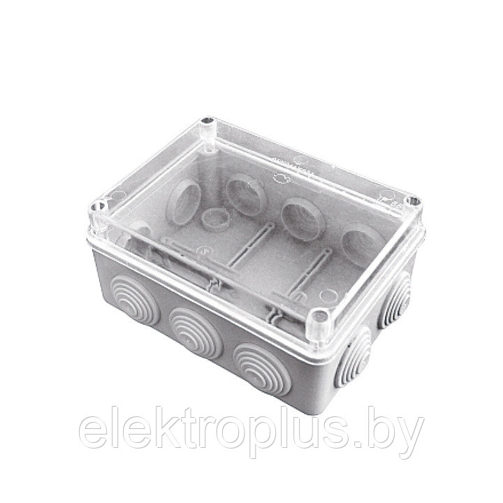 Коробка распаячная КМР-050-041пк пылевлагозащищенная,10 мембранных вводов, уплотнительный шнур, прозрачная - фото 1 - id-p72165029