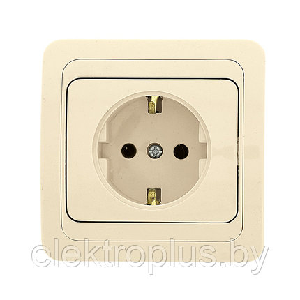 Лондон Розетка 1-местная с заземлением 16А бежевая EKF PROxima, фото 2