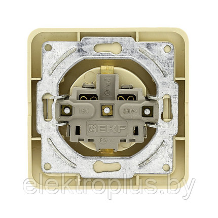 Лондон Розетка 1-местная с заземлением 16А бежевая EKF PROxima, фото 2
