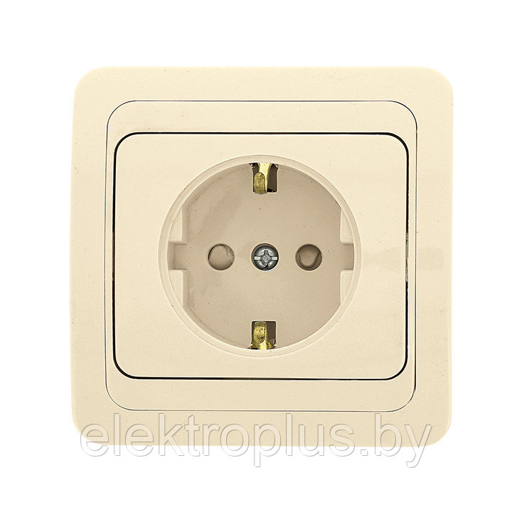 Лондон Розетка 1-местная с заземлением 16А бежевая с защ. штор. EKF PROxima - фото 1 - id-p72164312
