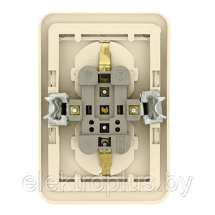 Лондон Розетка 2-местная с заземлением 16А бежевая EKF PROxima, фото 2