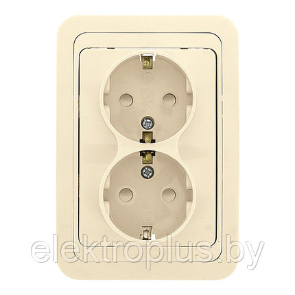 Лондон Розетка 2-местная с заземлением 16А бежевая с защ. штор. EKF PROxima, фото 2