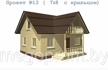 Купить Дом из бруса Проект 12 (7х8 с крыльцом) - фото 1 - id-p3279369
