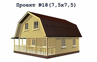 Дом из бруса Проект 18 (7.5х7.5) с террасой, фото 1