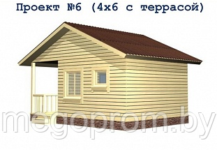 Баня из бруса проект 6 (4х6 с террасой) - фото 2 - id-p3279383