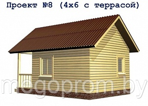 Баня из бруса проект 8 (4х6 с террасой) - фото 2 - id-p3279385