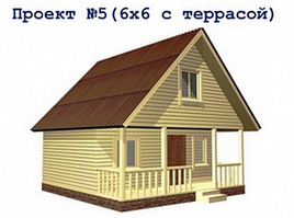 Каркасно щитовой дом 5 (6х6 с террасой)