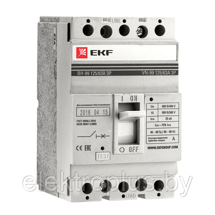 Выключатель нагрузки ВН-99 125/100А 3P EKF PROxima, фото 2