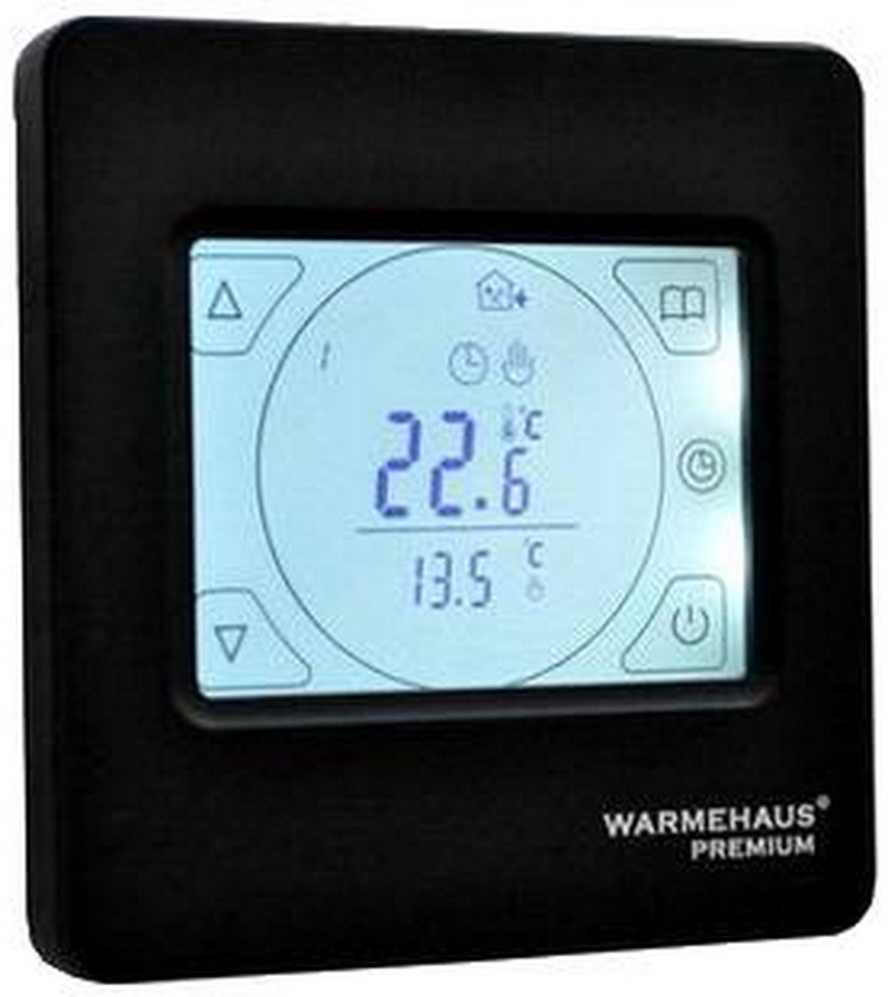 Программируемый терморегулятор теплого пола Warmehaus TouchScreen, черный - фото 1 - id-p72196852