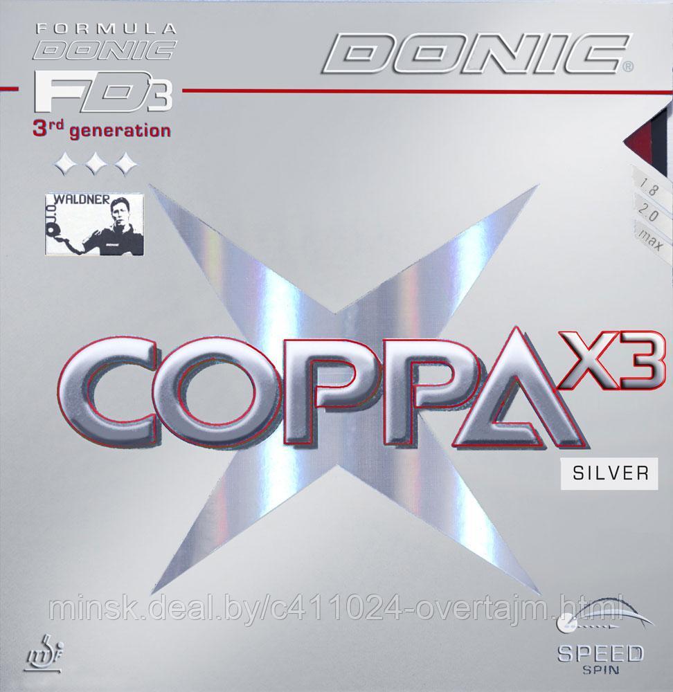 Накладка д/ракетки н/т DONIC Coppa X3 Silver, Красный, 2.0мм - фото 1 - id-p72266937