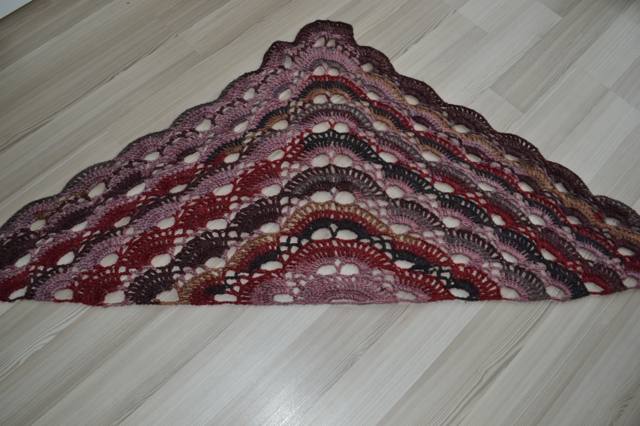 Бордовая шаль платок из мериноса - фото 4 - id-p72286187