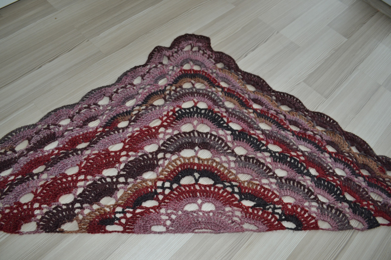 Бордовая шаль платок из мериноса - фото 5 - id-p72286187