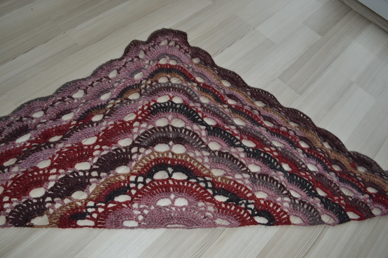 Бордовая шаль платок из мериноса - фото 6 - id-p72286187