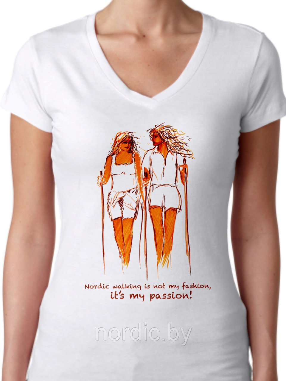 Рисунок для майки с надписью «Nordic walking is not my fashion, it's my passion»