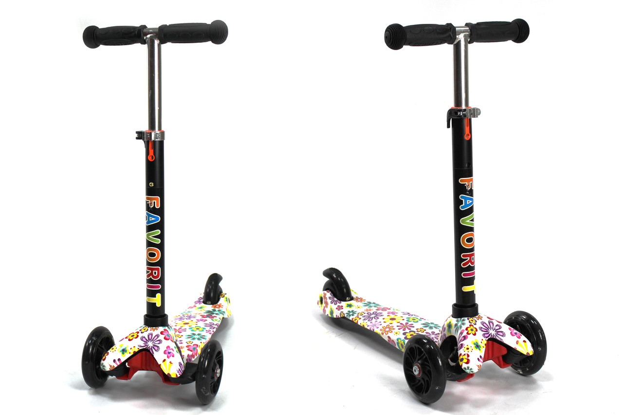 САМОКАТ MINI SCOOTER PRINT (светящееся колесо, регулируемая ручка)