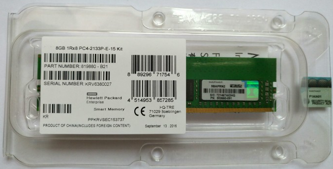 Оперативная память 819880-B21 HP 8GB 1Rx8 PC4-17000 DDR4-2133MHz UDIMM, фото 2