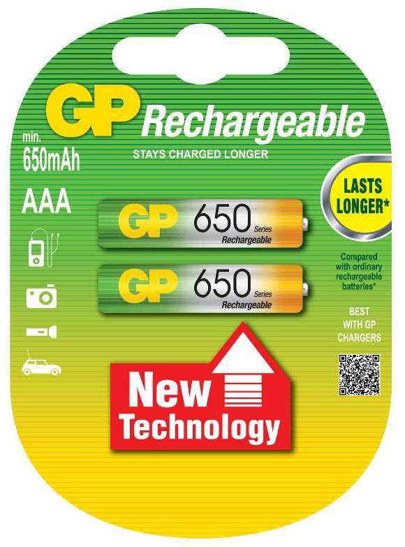 Аккумулятор  GP  R03 ( 650 mAh) (2бл.)     (20)  (200)         PC2