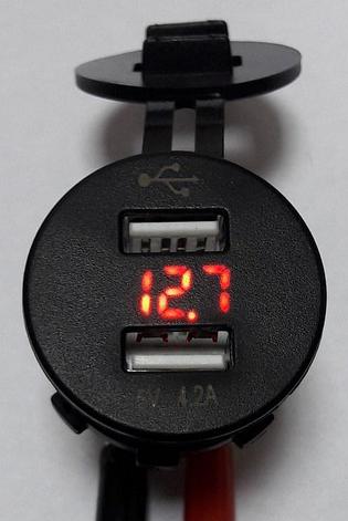 Разъём USB на 2 порта DS-2013V 4.2A с индикатором напряжения, фото 2