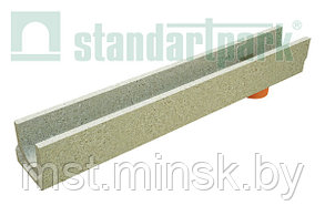 Лоток водоотводный бетонный BetoMax Basic DN100 H130 с вертикальным водоотводом (ЛВ-10.14.13-БВ)