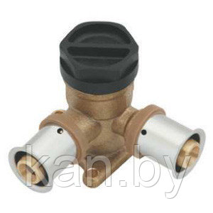 Тройник фиксируемый угловой press 20х2 G1/2" с короткой полимерной заглушкой