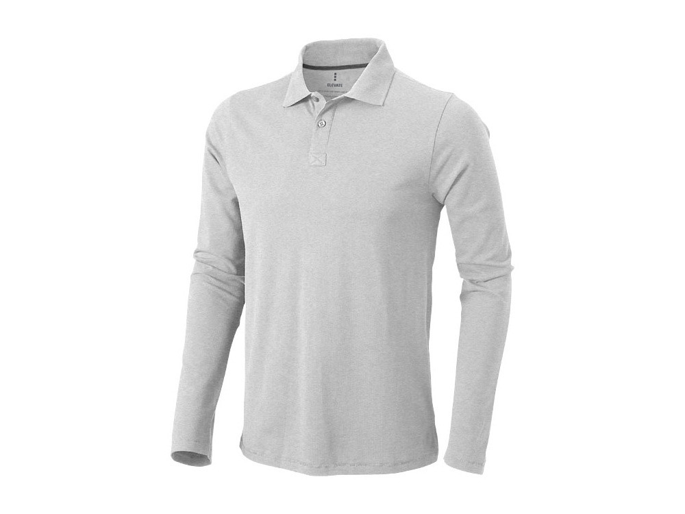 Рубашка поло Oakville мужская с длинным рукавом, серый меланж - фото 1 - id-p72077419