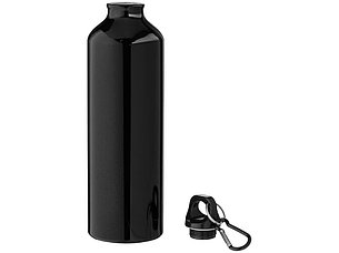 Алюминиевая бутылка для воды Oregon объемом 770 мл с карабином - сплошной черный, фото 2