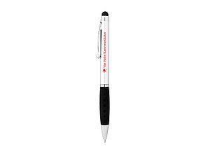Ручка-стилус шариковая Ziggy черные чернила, серебристый/черный, фото 3