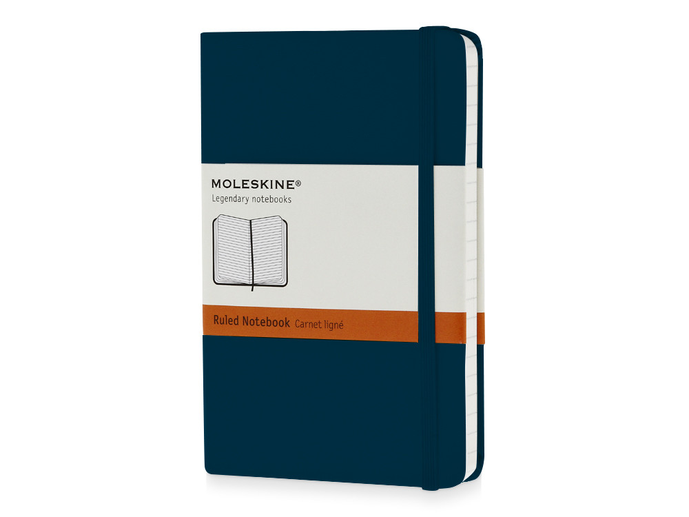 Записная книжка Moleskine Classic (в линейку) в твердой обложке, Pocket (9x14см), голубой сапфир - фото 1 - id-p72559598