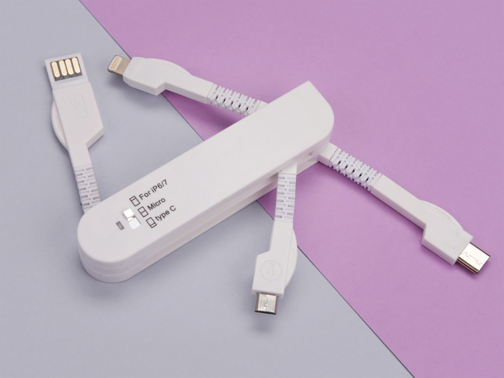 Универсальный переходник Smarty (Micro USB / Lightning / Type C), белый - фото 7 - id-p72564903
