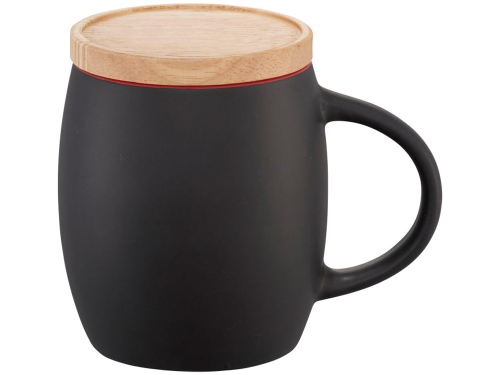 Керамическая чашка Hearth с деревянной крышкой-костером, черный/красный - фото 2 - id-p72565139