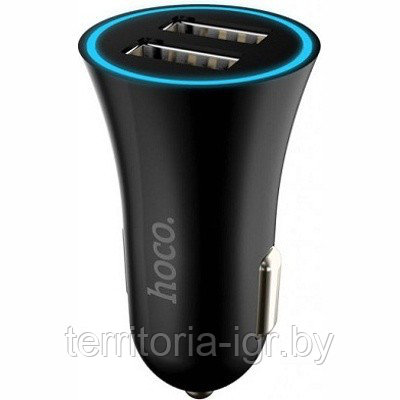 Автомобильное зарядное устройство UC204 Car Charger (2USB: 5V & 2.4A) черный Hoco - фото 4 - id-p72708939