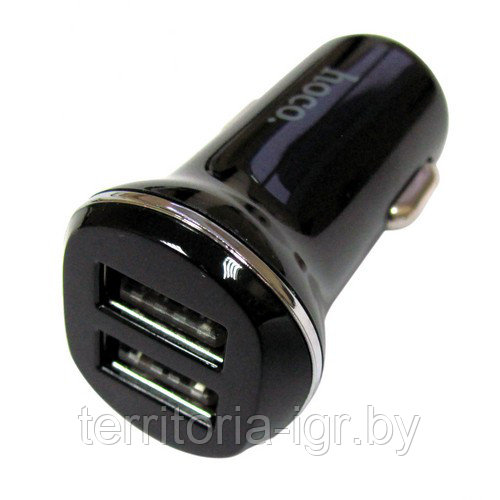 Автомобильное зарядное устройство Z1 Car Charger Set Lightning (2USB: 5V & 2.1A) черный Hoco - фото 2 - id-p72708980
