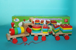 Детский деревянный Паровозик-каталка пирамидка арт. 1424-4, детский деревянный игрушка сортер - фото 3 - id-p25544342