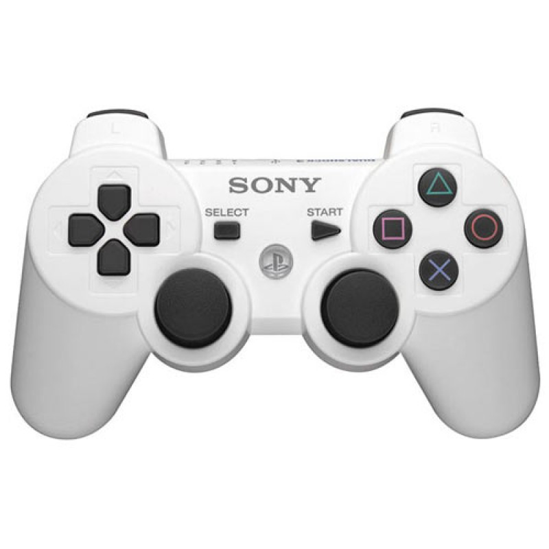 Беспроводной геймпад для PS3 Dual Shock Controller White Wireless, Bluetooth, 15 кнопок, 2 стика (копия)