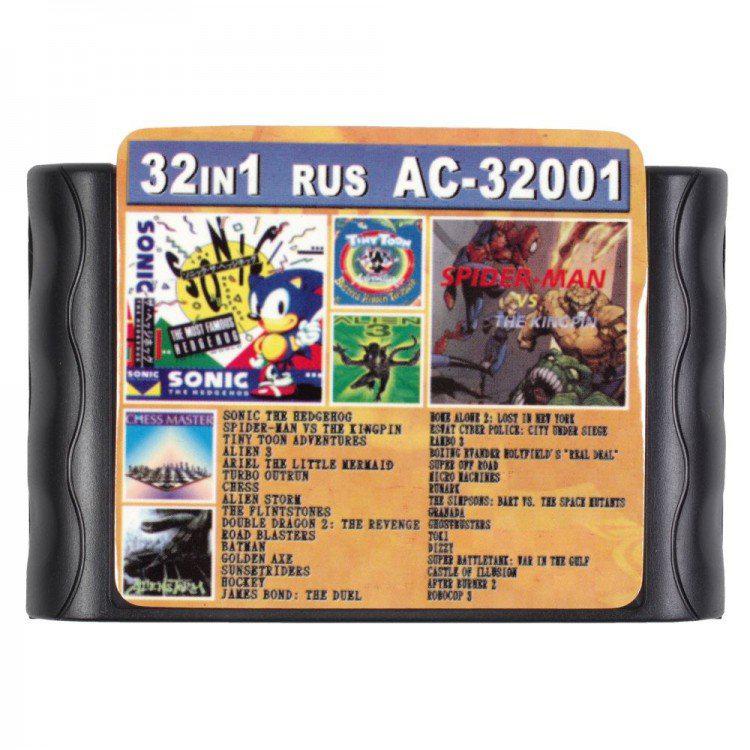 Картридж Sega 32 в 1 (AC-32001), SPIDER-MAN/TINY TOON /ALIEN 3/Double Dragon 2/Hockey/Ghostbusters +... - фото 4 - id-p72780693