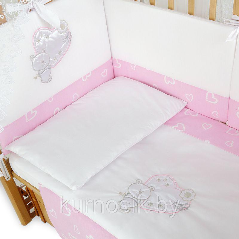 Комплект в кроватку Pituso (Питусо) Мишка с сердечком, 6 предметов Розовый - фото 2 - id-p72806536