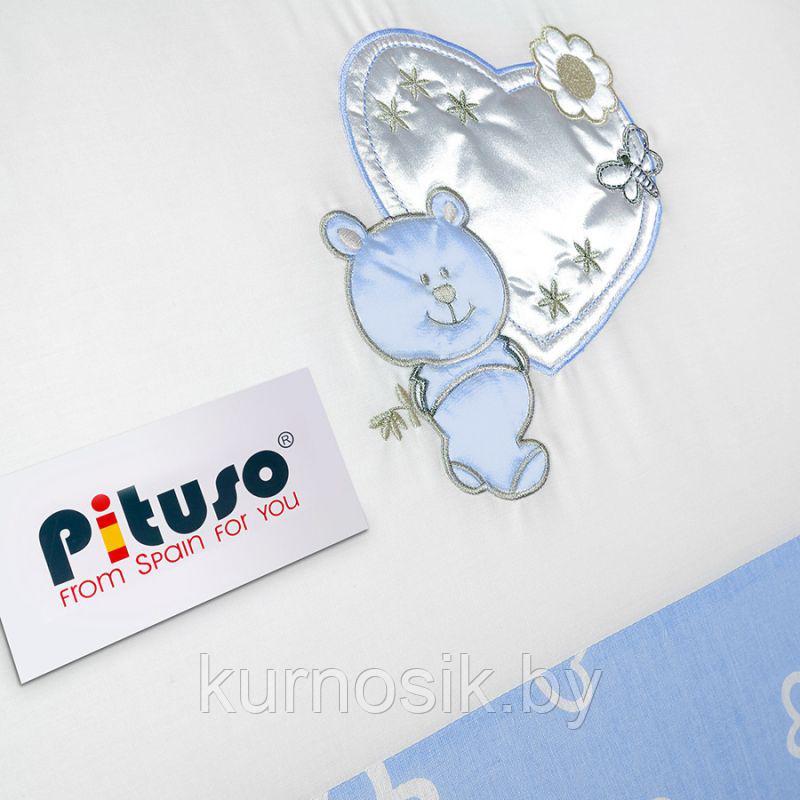 Комплект в кроватку Pituso (Питусо) Мишка с сердечком, 6 предметов Голубой - фото 3 - id-p72806537