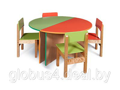 Стол детский двухместный цветной «Полукруг» - фото 1 - id-p72808221