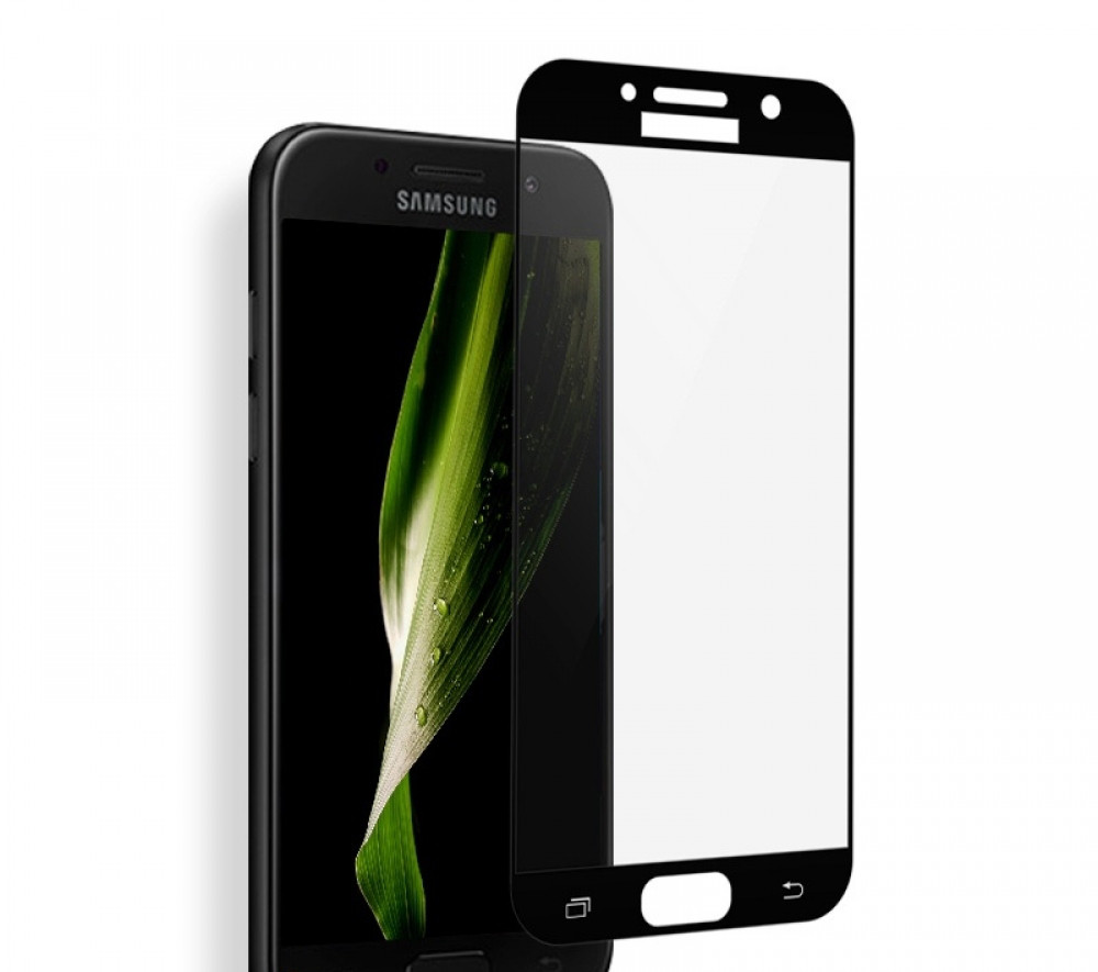 Защитное стекло Full-Screen для Samsung Galaxy A3 (2017) A320 черный (полноразмерное) - фото 1 - id-p72814877