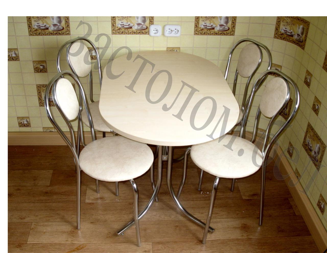Стол кухонный обеденный овальный цвета Дуб молочный на 4 видах ног. Любые размеры! Доставка по Беларуси - фото 4 - id-p72841008