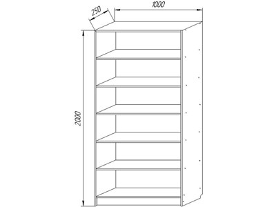 Стеллаж библиотечный односторонний