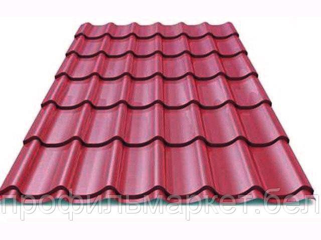 Металлочерепица Монтеррей Эконом ( 0,4мм Красное вино RAL 3005)