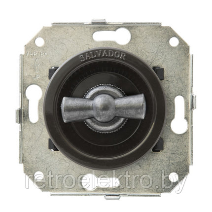 Двухклавишный выключатель поворотный 10А~250V,Коричневый /состаренное серебро, фото 2